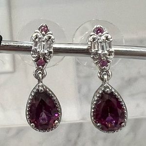 Purple Topaz Multigemstone Sterling Silver Dangle Esrrings